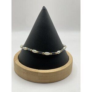 Beaded Anklet With Pearls Gold Accents